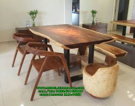 Set Meja Makan Trembesi Kaki Besi