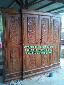 Lemari Pakaian Ukiran Mewah Jepara-MJA-0177-Mebel Jepara Asli