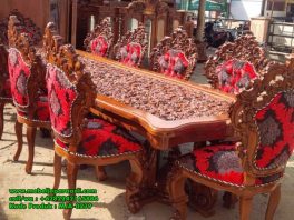 Set Meja Kursi Makan Ukiran Klasik