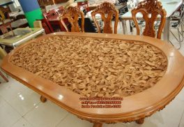 Set Meja Makan Ukiran 3D Jepara