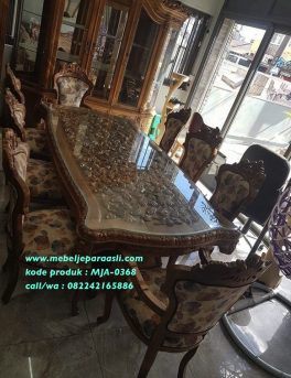 Set Meja Makan Jati Ukir 3D