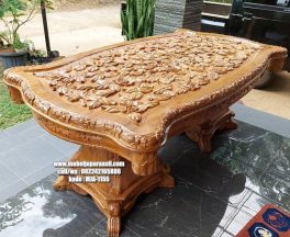 meja makan ukir bunga